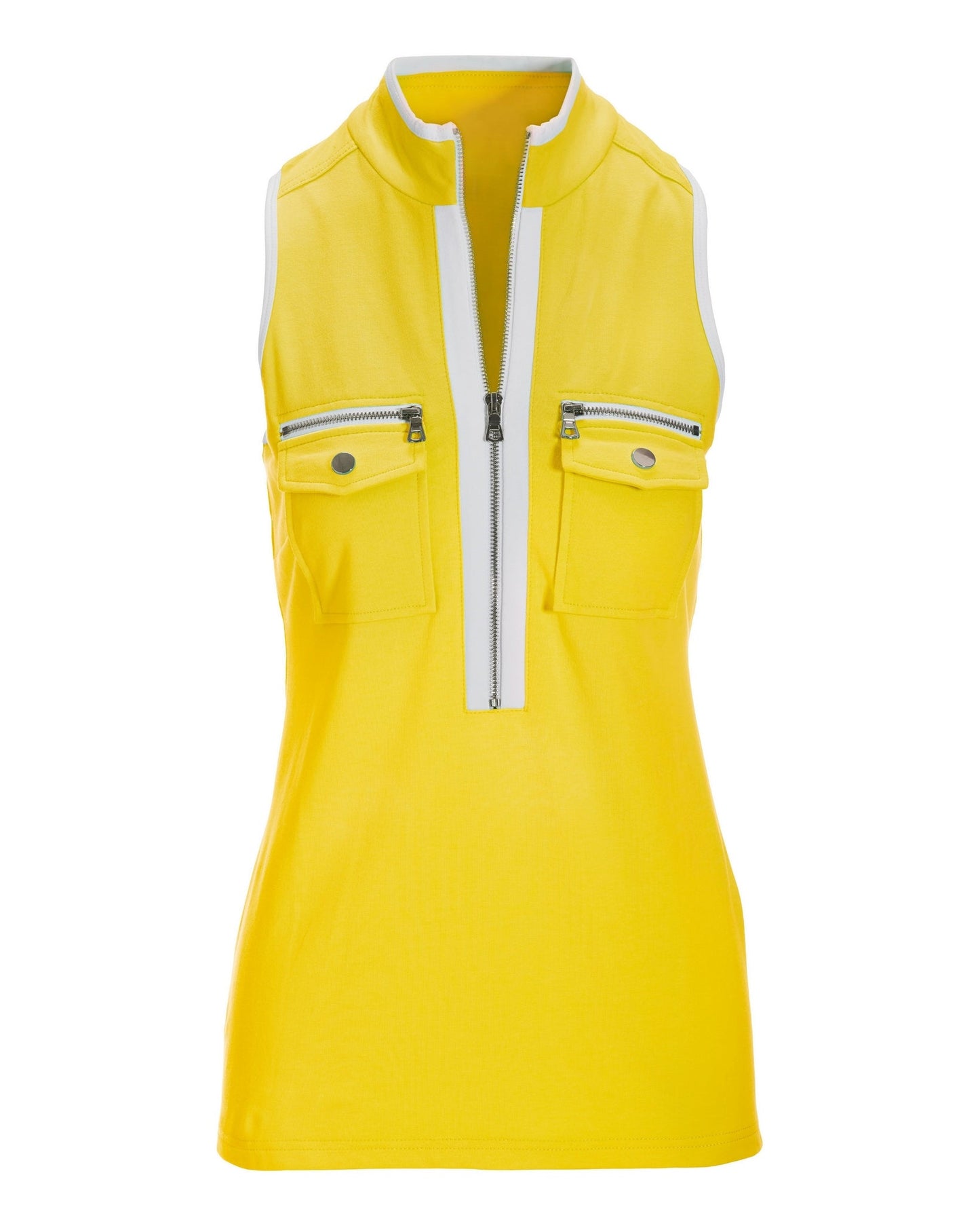 Sleeveless Chic Zip Top Lemon Zest