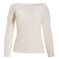 Lace Trim Plush Sweater Off White
