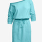 Cotton Comfort Slouchy Drawstring Sport Dress Aqua Splash