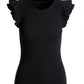 So Essential Rib Ruffle Shoulder Tank Proper Black