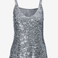 Sequin V-Neck Sweater Tank Silver