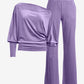 Chic Velour Slouchy and Wide Leg Lounge Set Lavender
