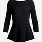 Beyond Travel Ballet Neck Peplum Top Jet Black