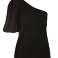One Shoulder Puff Sleeve Tee Black