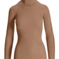Ribbed Turtleneck Sweater Tan