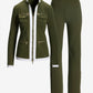 Chic Zippered Sport Coordinate Set Olive Night