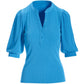 So Essential Ribbed Puff Sleeve Henley Top Malibu Blue