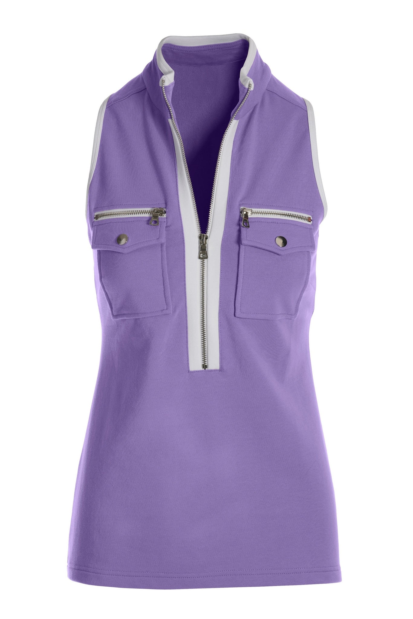 Sleeveless Chic Zip Top French Lilac