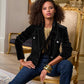 Crystal Feather Statement Necklace Black/Gold