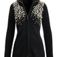 Pearl Embellished Zip-Up Cardigan Sweater Black