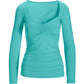 Ruched Center Strappy Long-Sleeve Knit Top Blue Radiance
