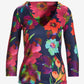So Modern Watercolor Floral Three Quarter V Neck Top Multi