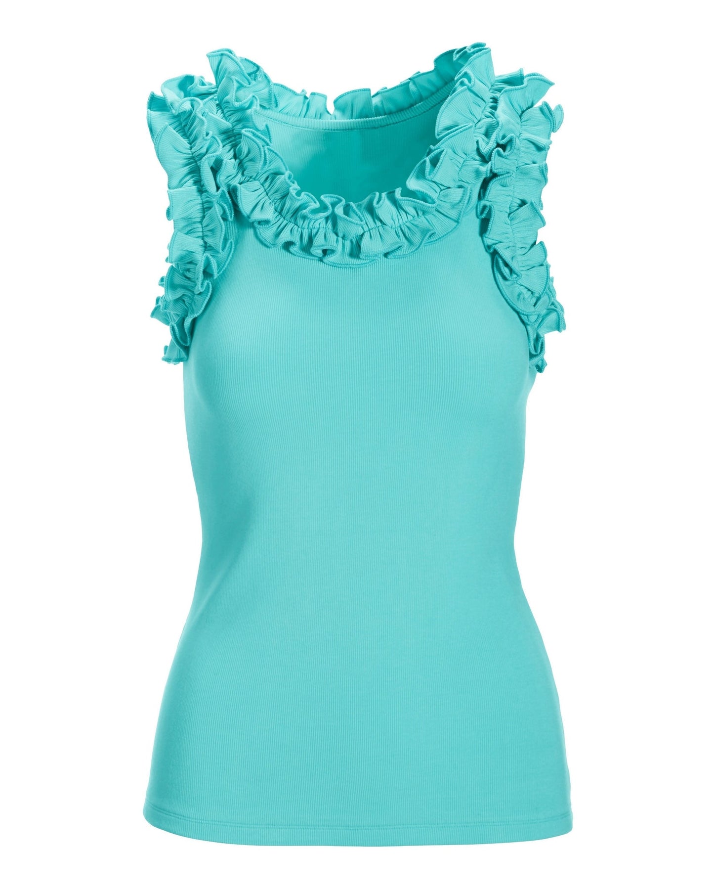 Ruffle Rib Tank Top Blue Tint