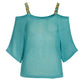 Metallic Chain Strap Poncho Blue