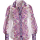 Boca Raton Paisley Print Textured Organza Victoria Drama Sleeve Shirt Lavender
