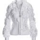 Mesh 3D Rosette Zip Jacket White
