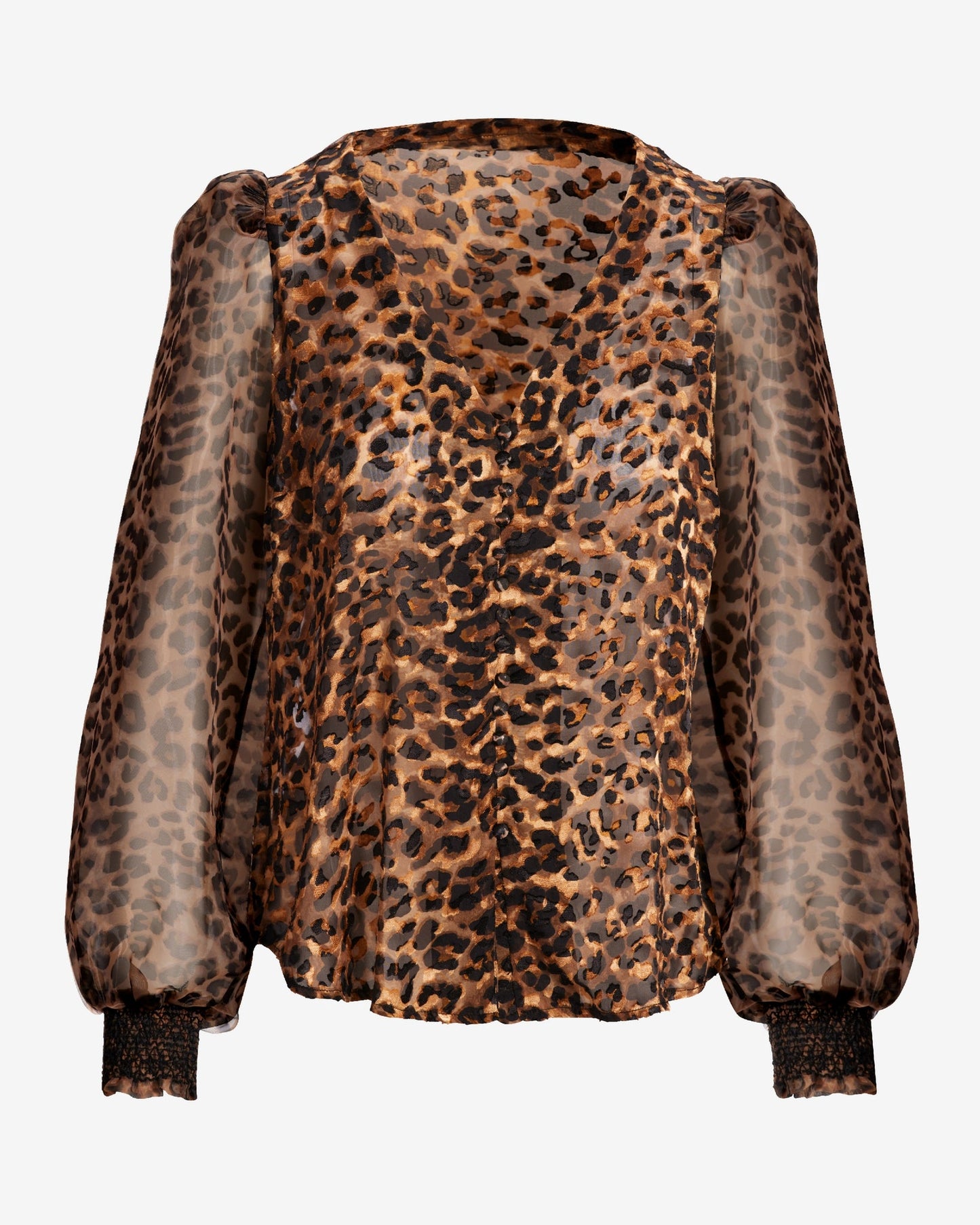 Organza Cheetah Print Top Brown