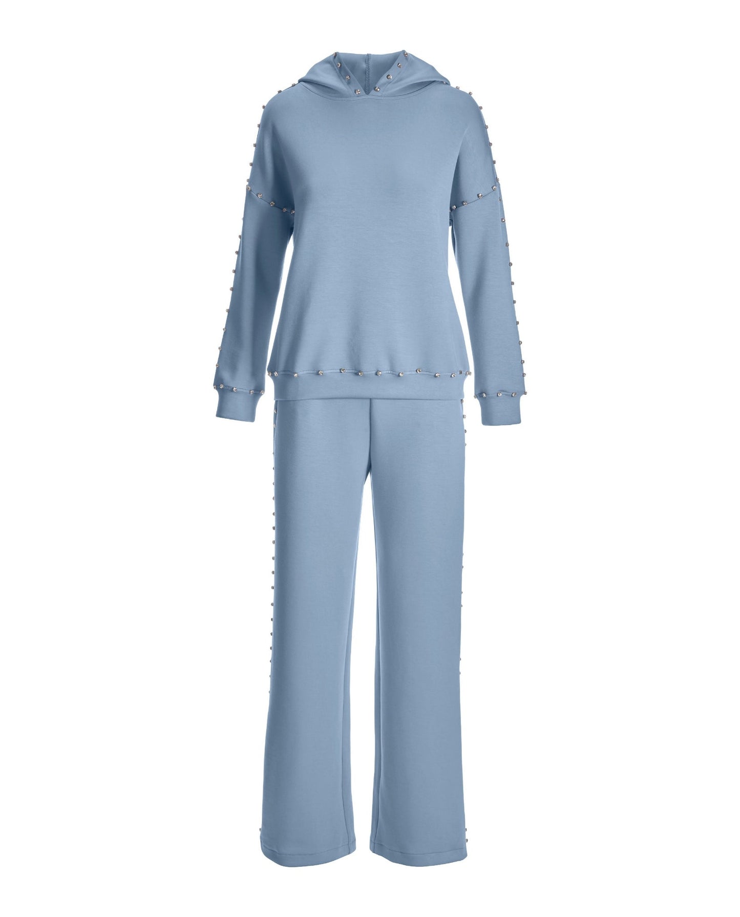 Rhinestone Trim Sport Set Airy Blue