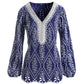 Eyelet Embellished Tunic Top Navy