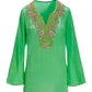 Novelty Beaded V-Neck Tunic Top Green