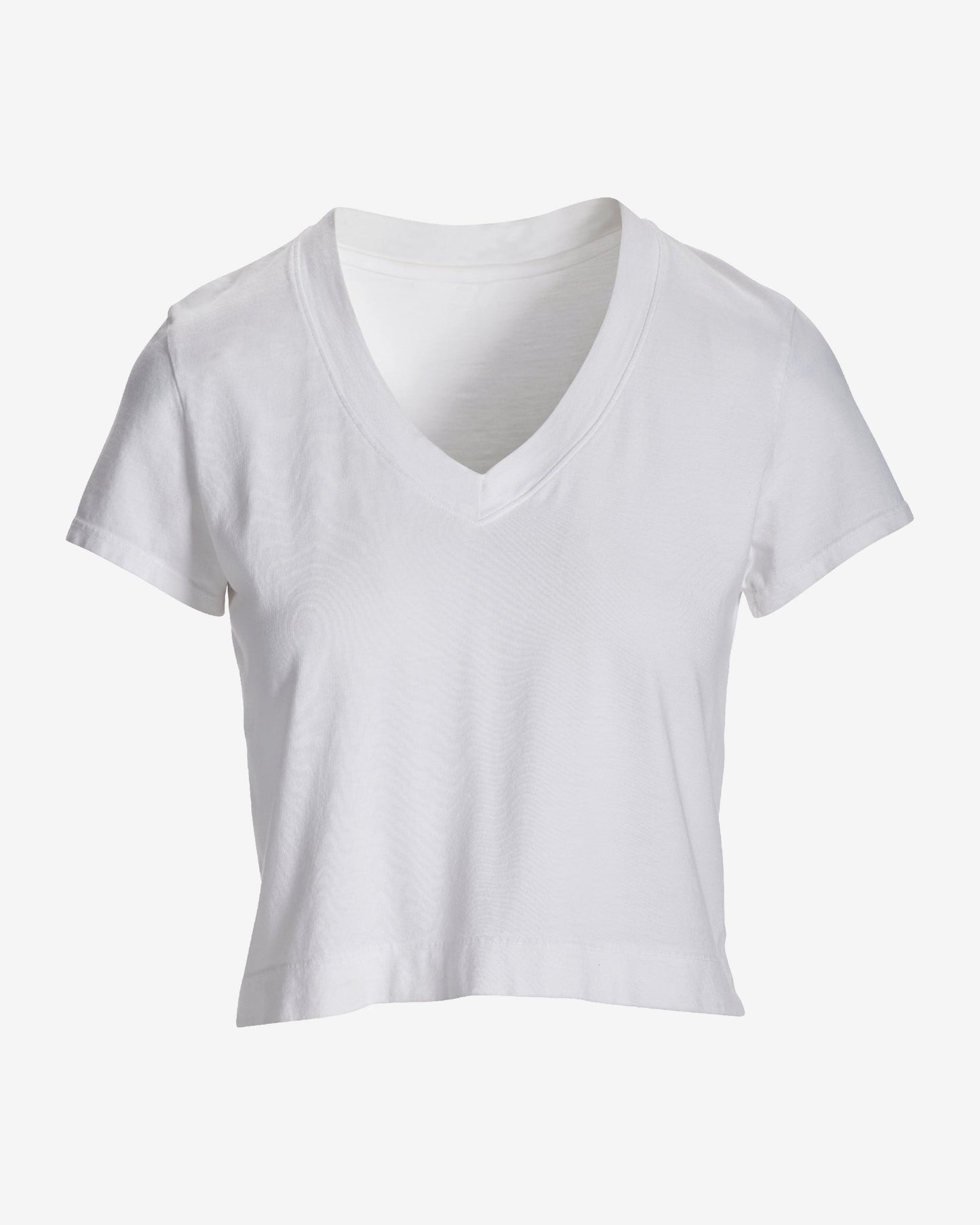 Cotton V Neck Short Sleeve Tee Pure White