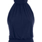 Halter Banded-Bottom Mock-Neck Knit Top Navy