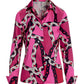 Garden Chain Print Sophia Button Up Charmeuse Blouse Pink