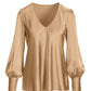 Audrey V Neck Long Sleeve Charmeuse Blouse Champagne