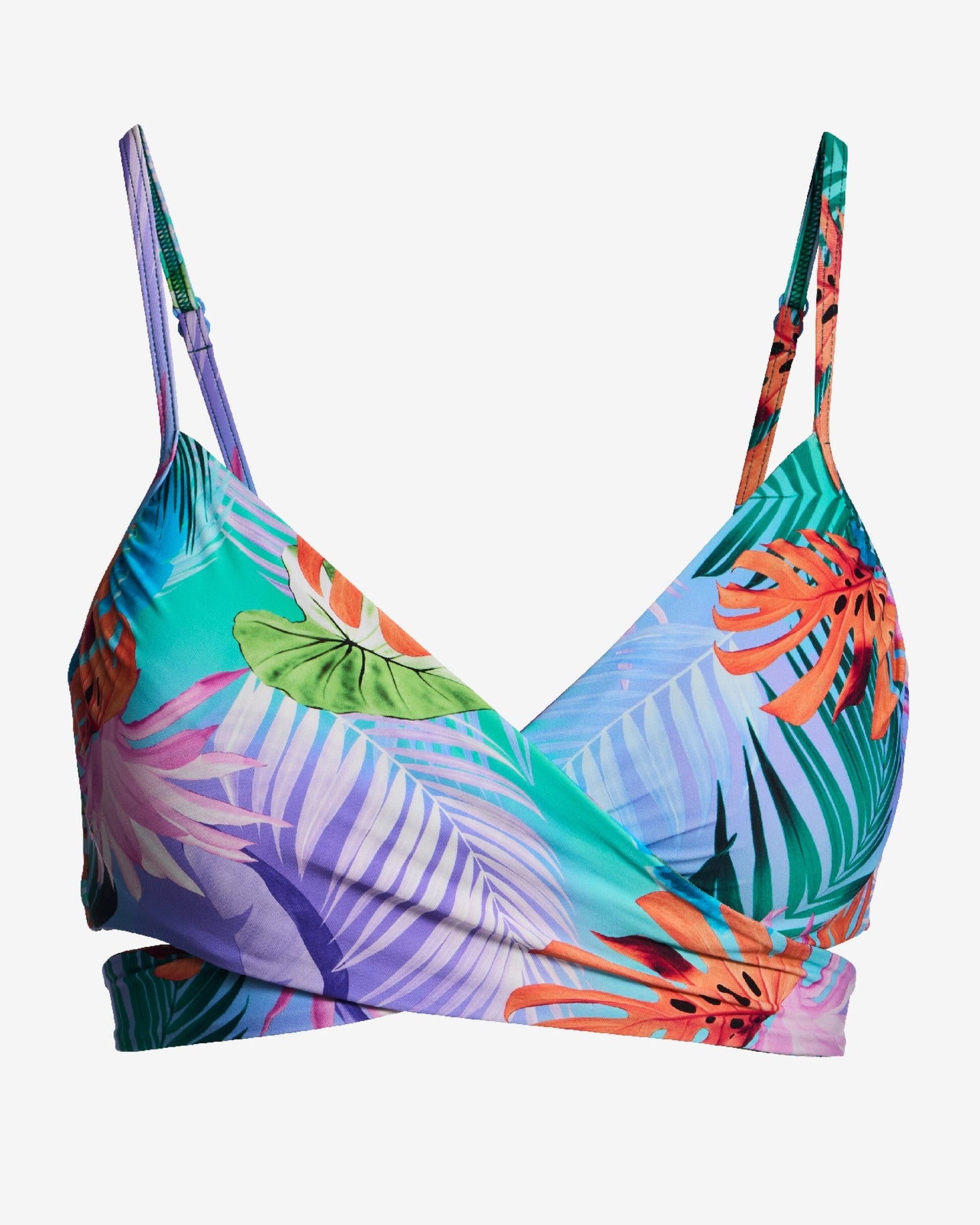 Swim Sense Print Underwire Wrap Bikini Top Blue Multi