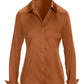 Sophia Button-Up Charmeuse Blouse Cognac