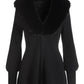 Faux Fur Balloon Sleeve A Line Zip Up Cardigan Black