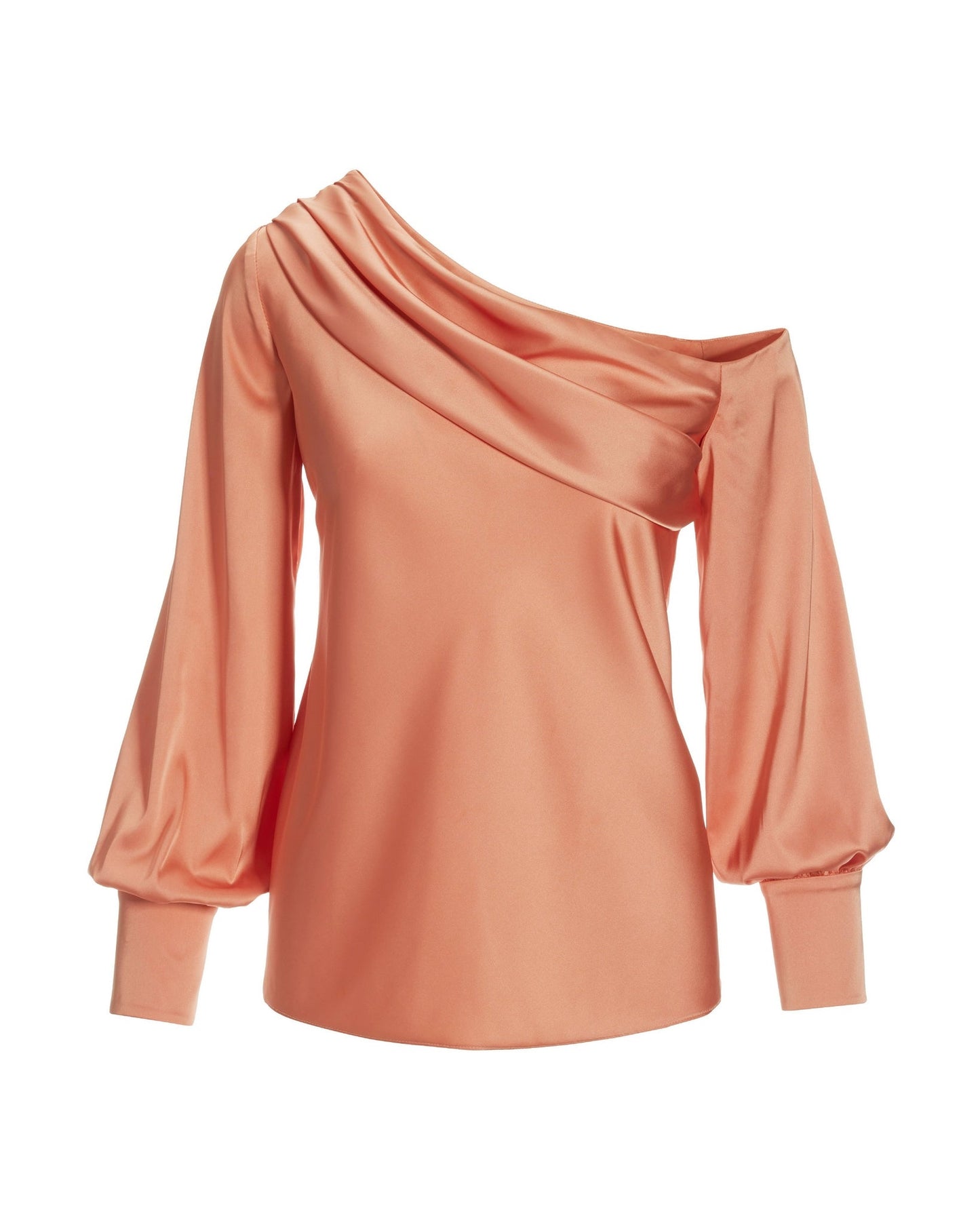 Amelia Shoulder-Skimming Charmeuse Blouse Peach