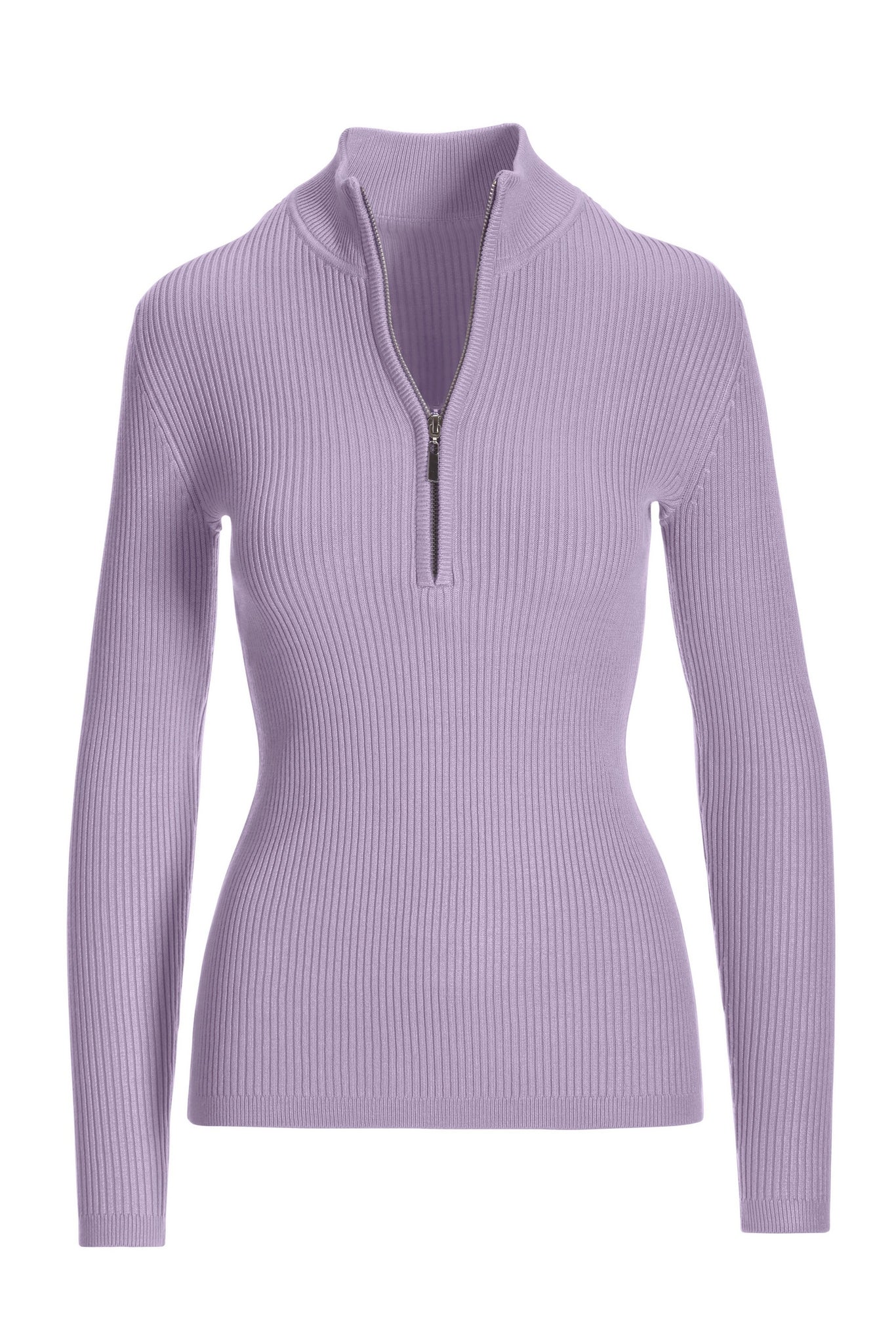 Ribbed Half Zip Up Sweater Lavender Ice