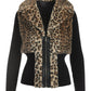 Animal Faux Fur Zip Up Cardigan Black Multi