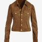 Fall Essential Faux Suede Puff Sleeve Jacket Cognac