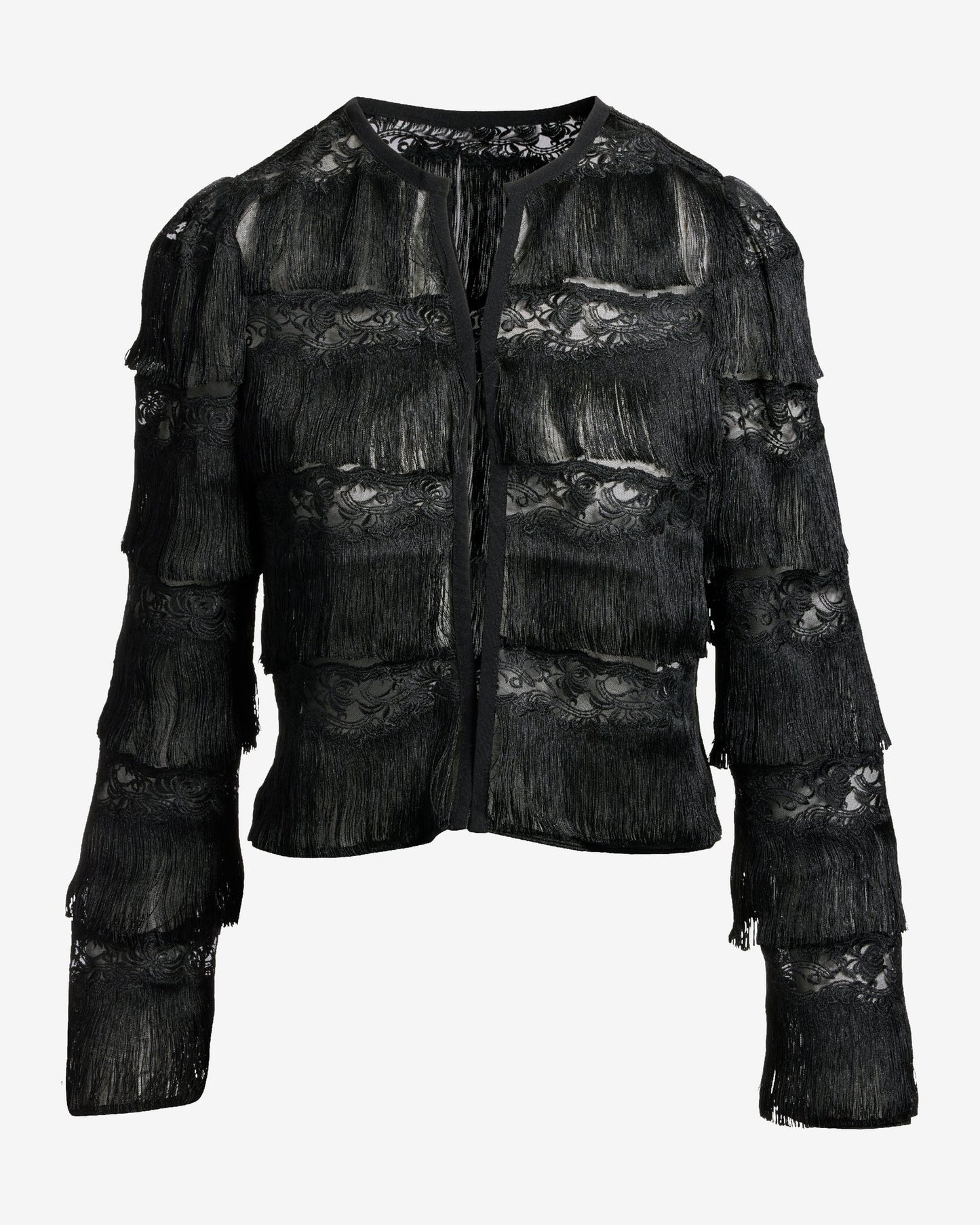 Delicate Lace Fringe Jacket Black