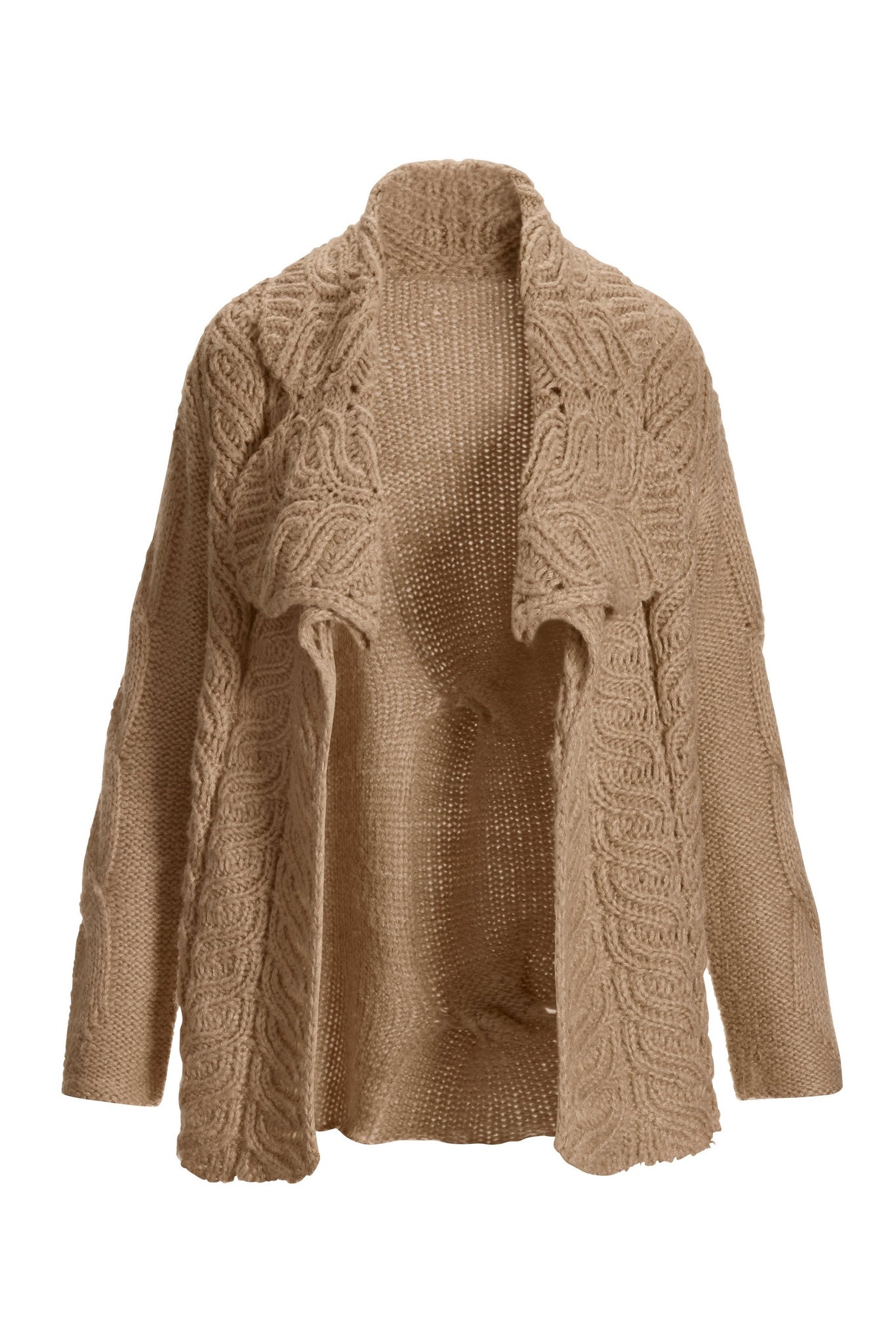 Short Cable Detail Cardigan Taupe