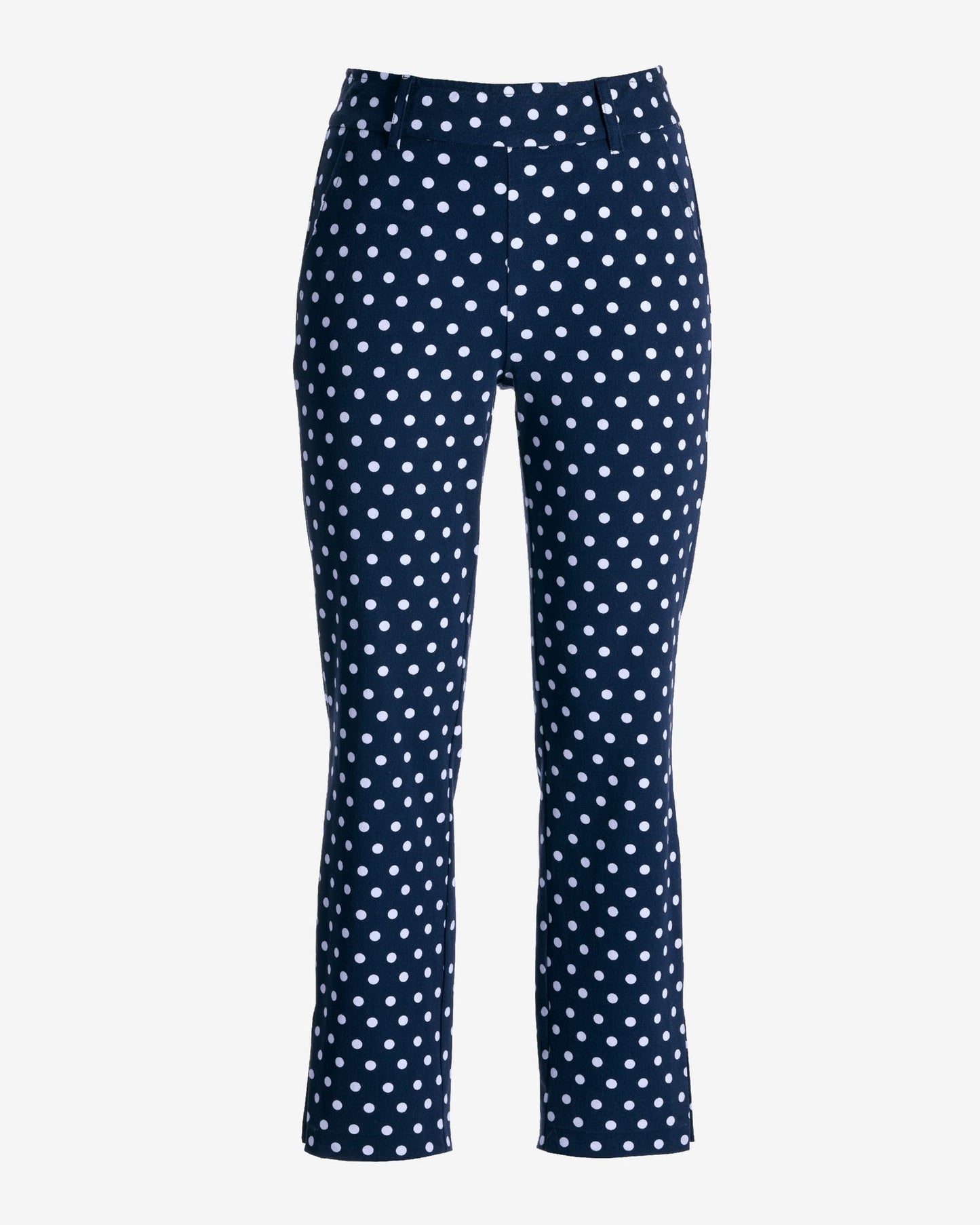 Newport Twill Polka Dot Print Pull On Cropped Pant Navy/White