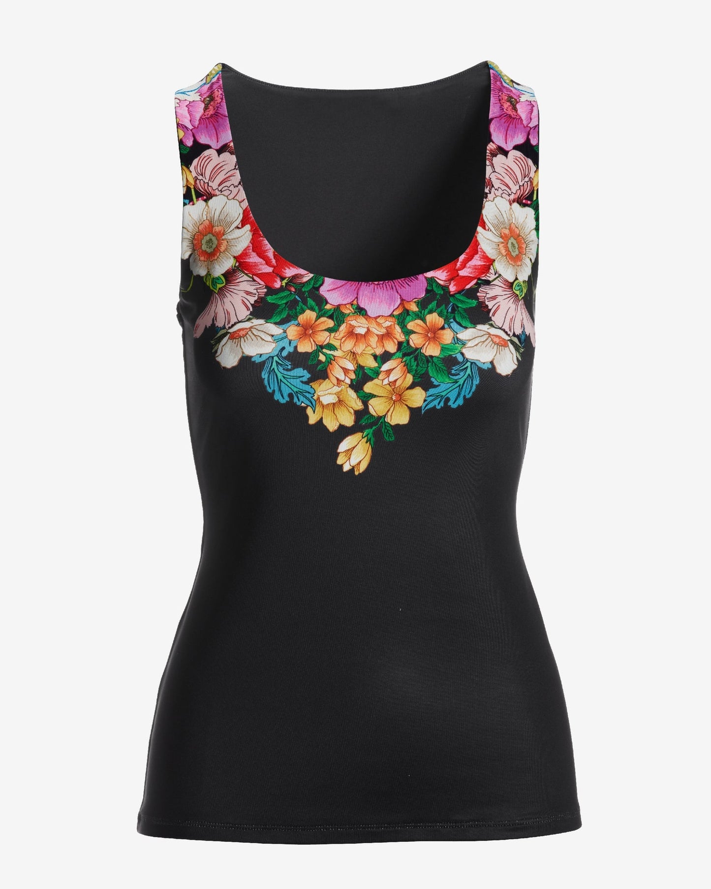 So Modern Castello Vines Scoop Neck Printed Tank Black/Magenta