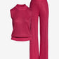 Mock Neck Rhinestone Lounge Set Bright Pink