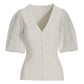 Eyelet Puff Sleeve Cardigan Off White