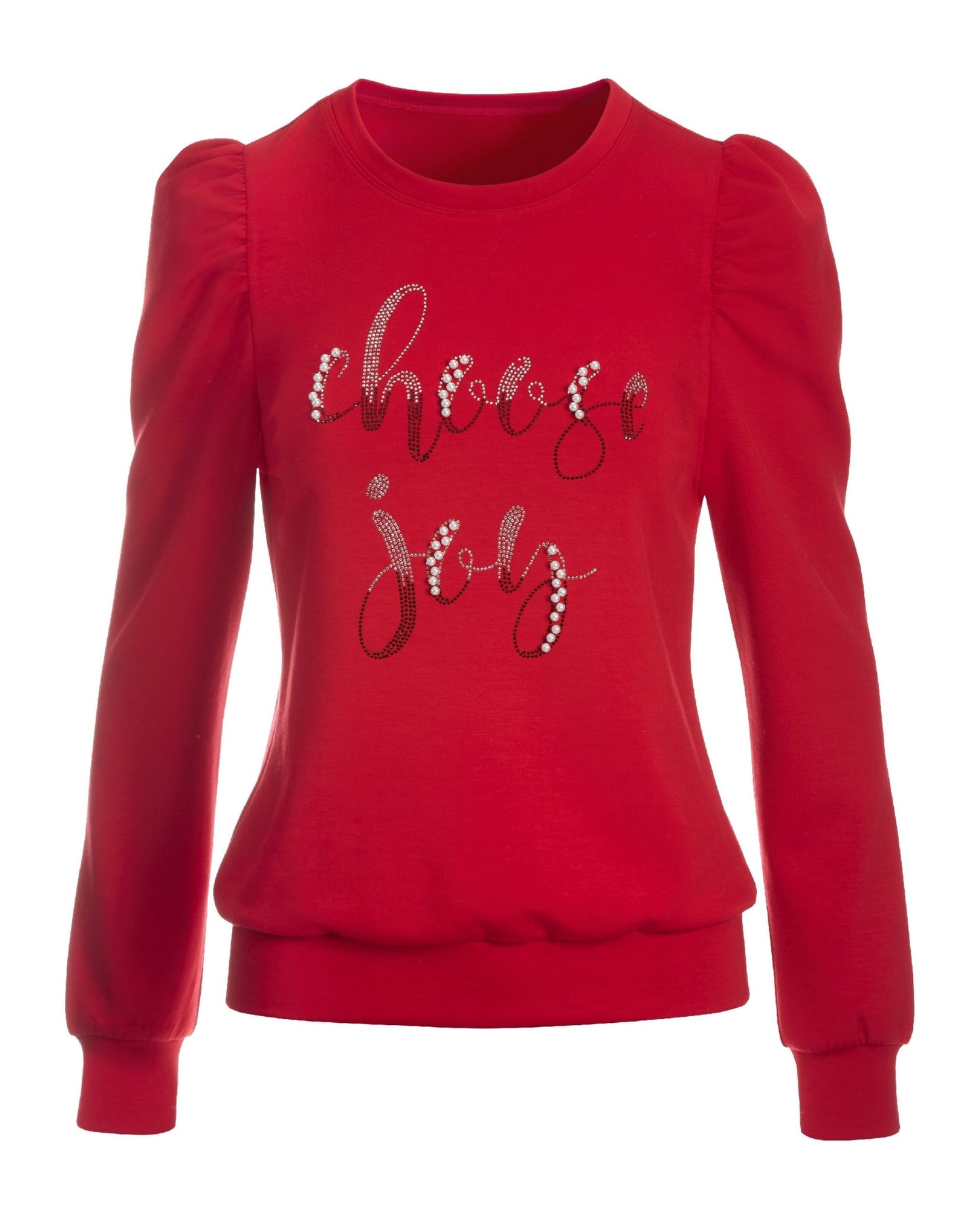 Choose Joy Faux Pearl Sweatshirt Red