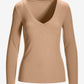 So Essential Ribbed V Neck Long Sleeve Top Sesame