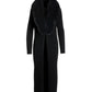 Faux Fur Collar Ribbed Long Cardigan Black/Black