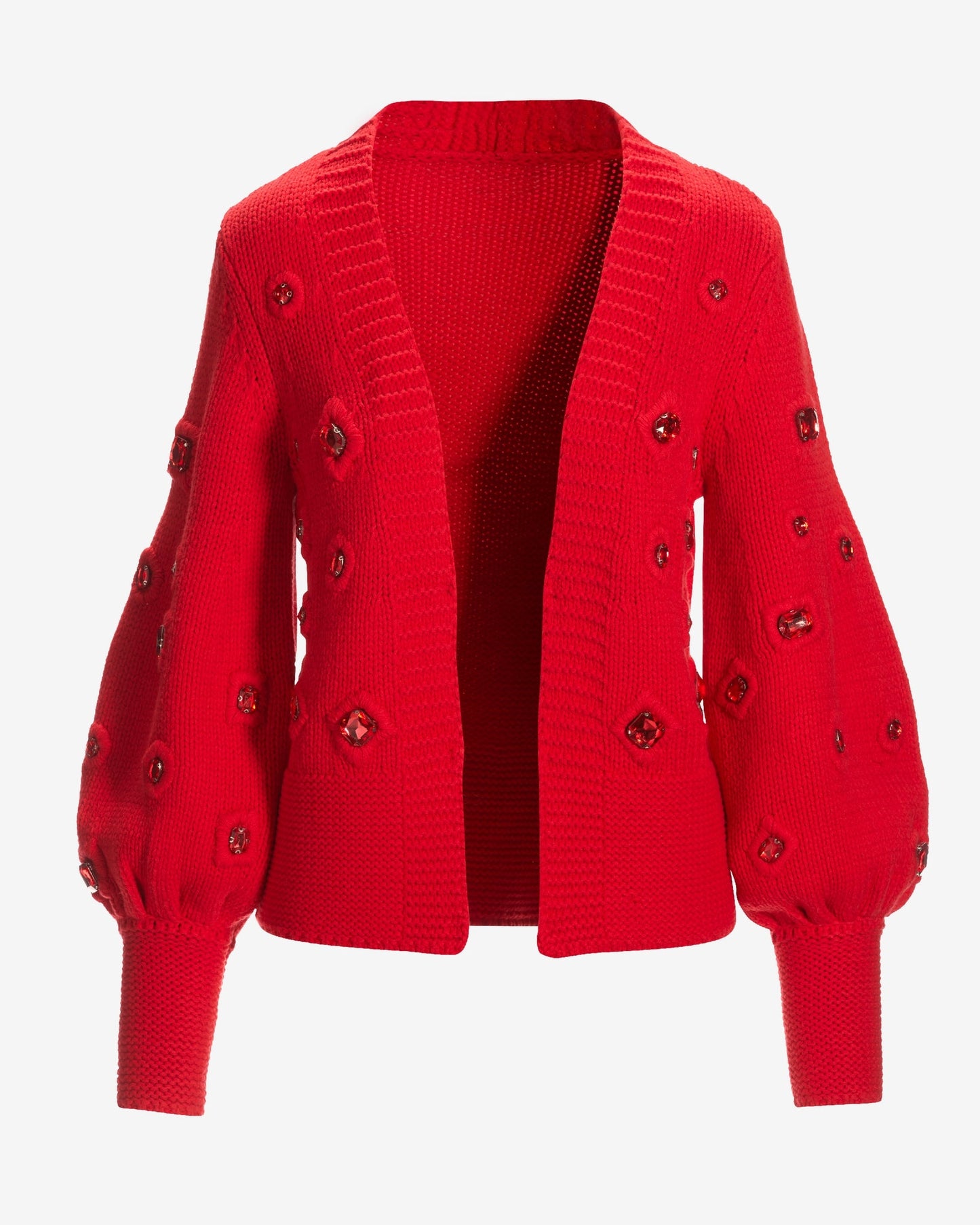 Gem Embellished Cardigan Racing Red
