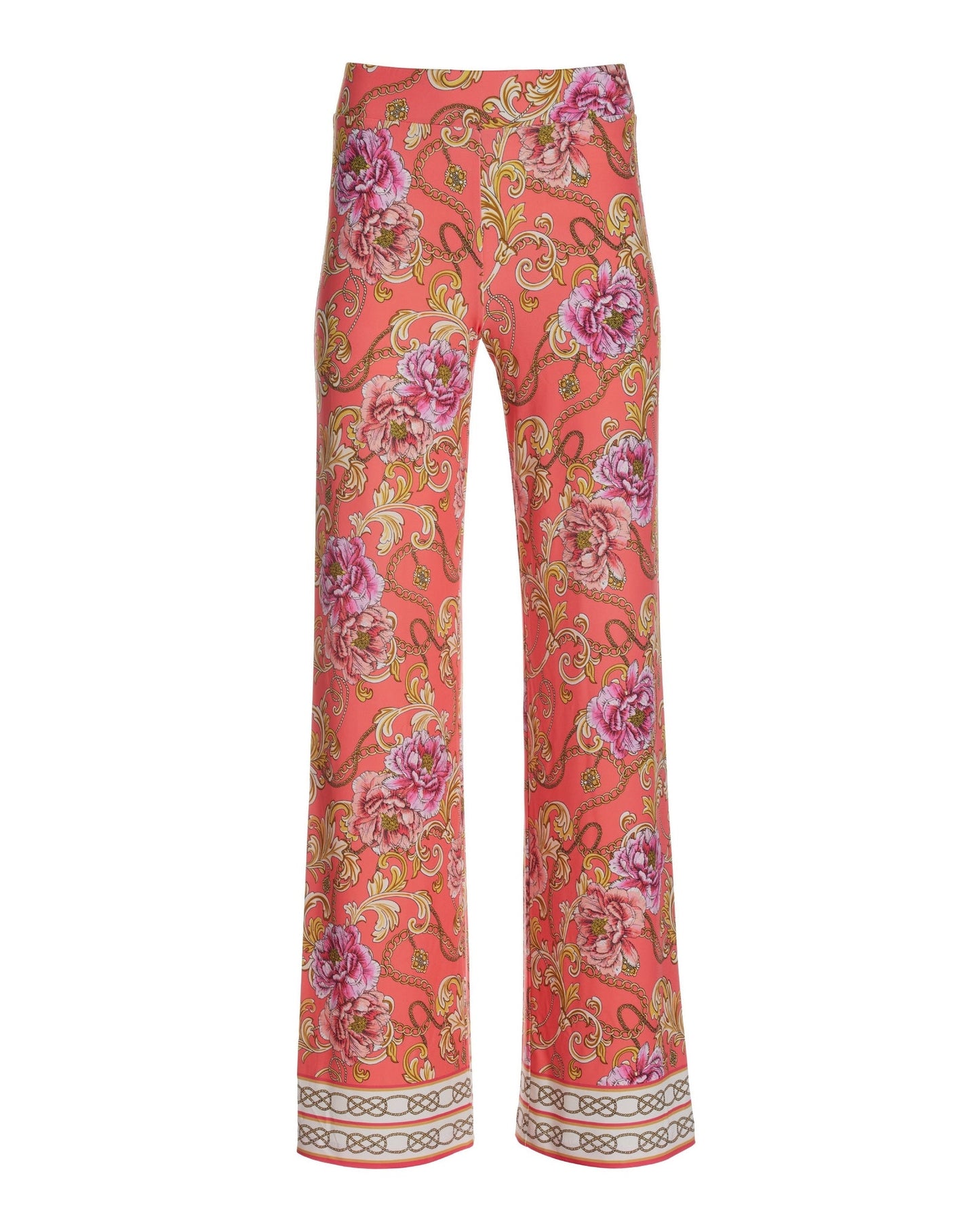 Reflecting Scrolls Knit Palazzo Pant Orange Multi