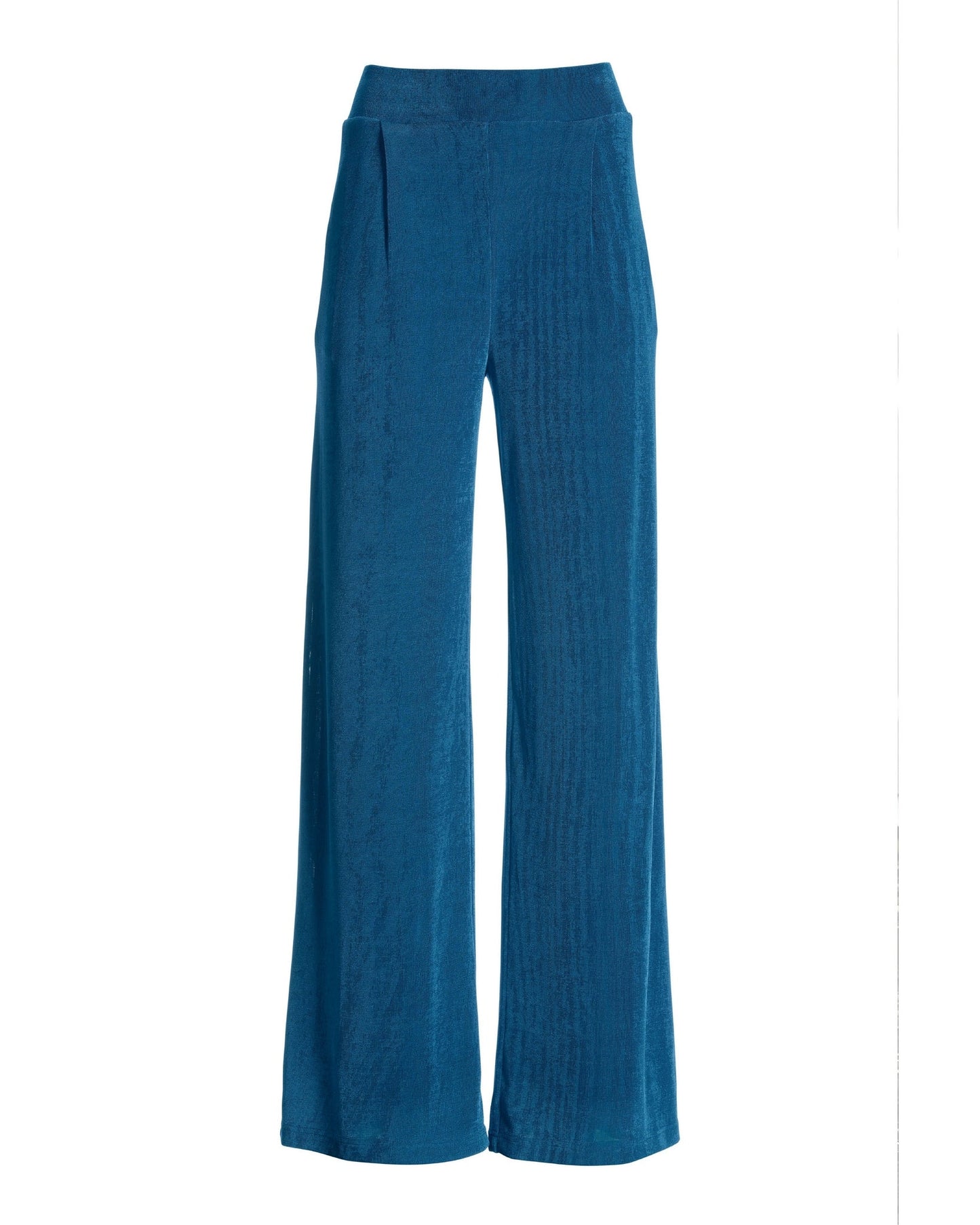 Malibu Slinky Knit Pleated Wide Leg Pant Blue