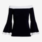 Color Block Flare Sleeve Sweater Black/White