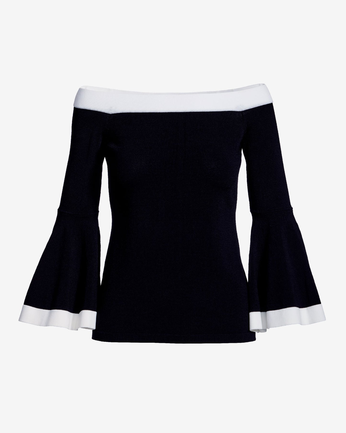 Color Block Flare Sleeve Sweater Black/White