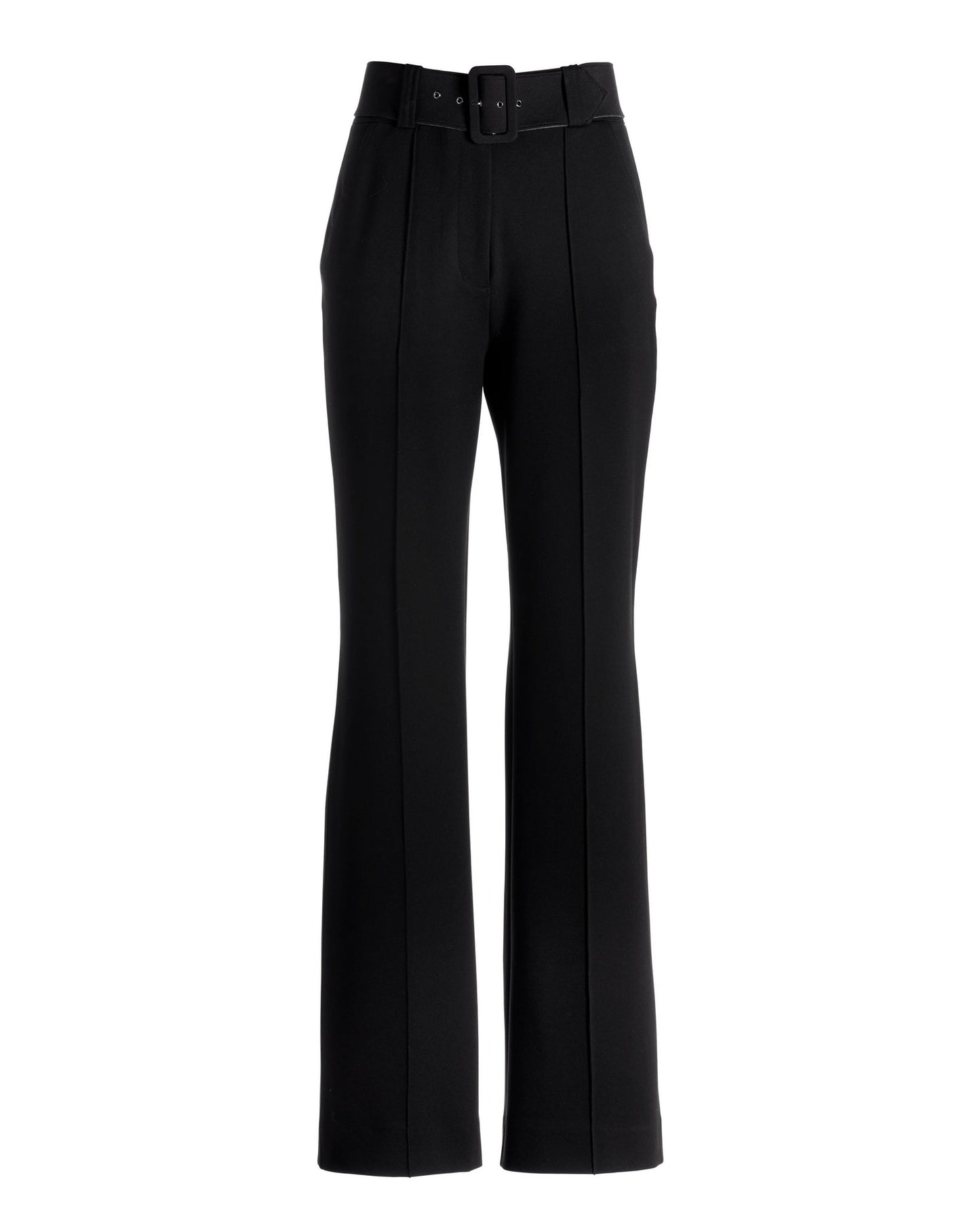 Malibu Belted Ponte High Waist Wide Leg Trouser Pant Black